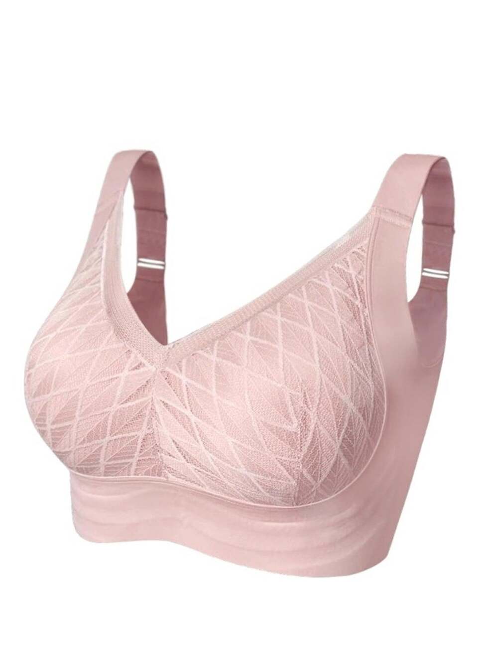 LEYSHE Size Medium M Wireless Support Bra Seamless Comfort Push Up Pink NWT
